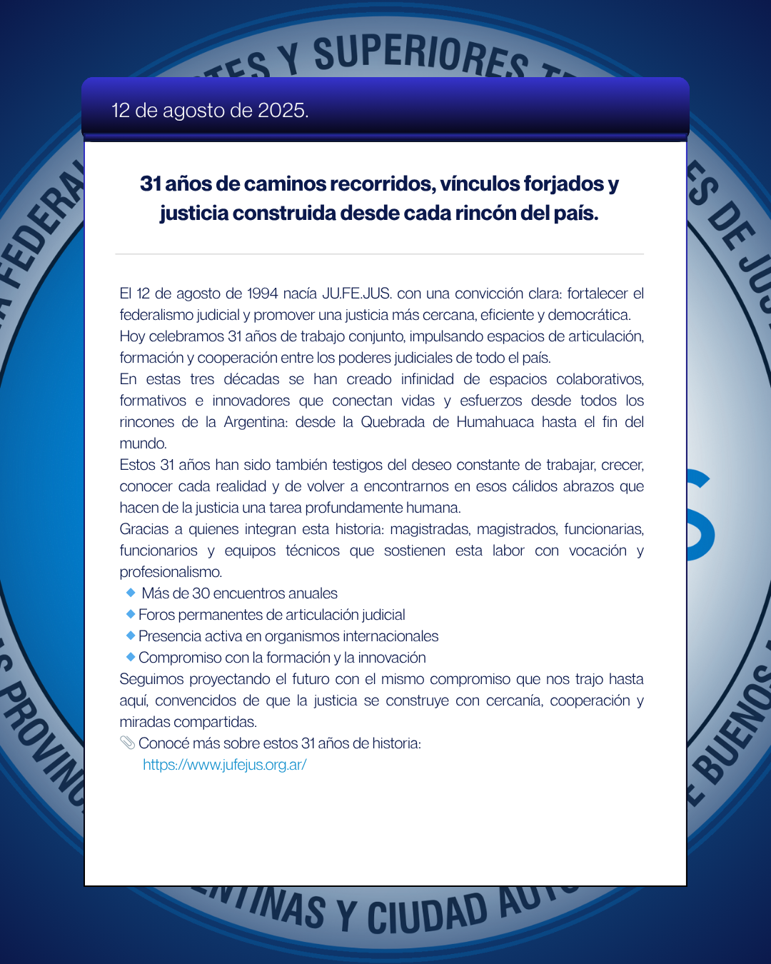 31° Aniversario de la JU.FE.JUS.