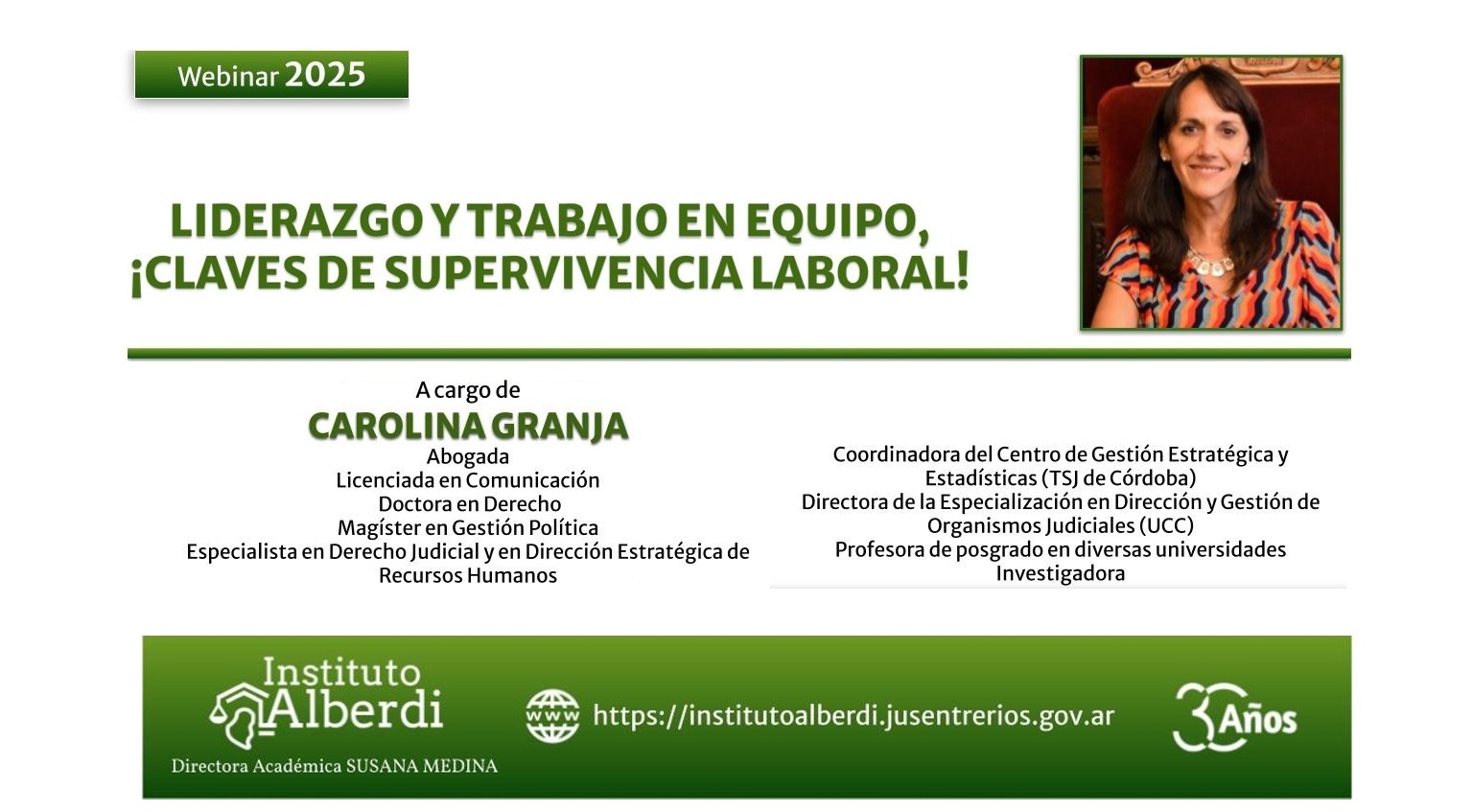 El webinar será dictado por Carolina Granja