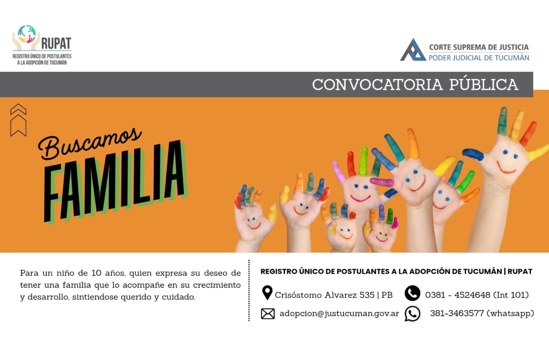 Convocatoria pública de adopción