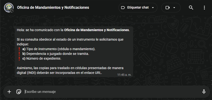 Celular Oficina de Mandamientos y Notificaciones
