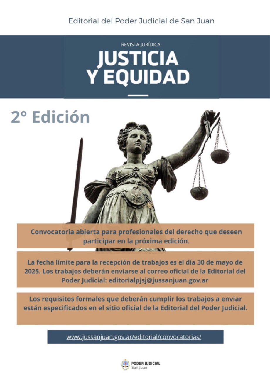 Convocatoria para la segunda edición de la revista jurídica “Justica y Equidad”
